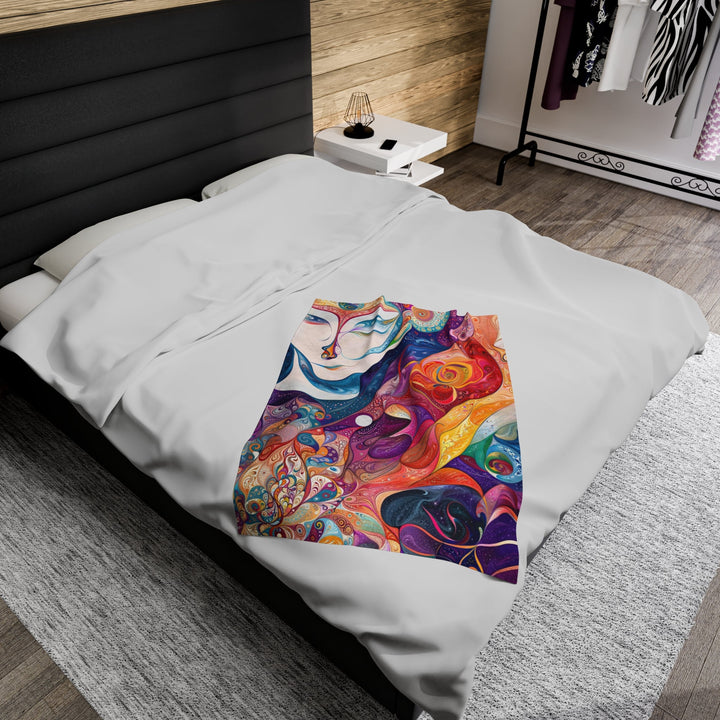 Psychedelic Dream Faces - Velveteen Plush Blanket - All Over Prints - g(0D·IO) - 30" × 40" - -