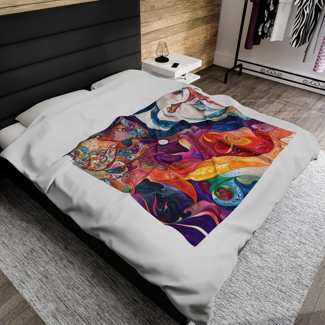 Psychedelic Dream Faces - Velveteen Plush Blanket - All Over Prints - g(0D·IO) - 30" × 40" - -