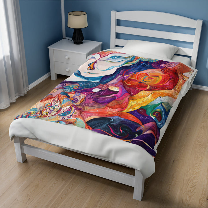 Psychedelic Dream Faces - Velveteen Plush Blanket - All Over Prints - g(0D·IO) - 30" × 40" - -