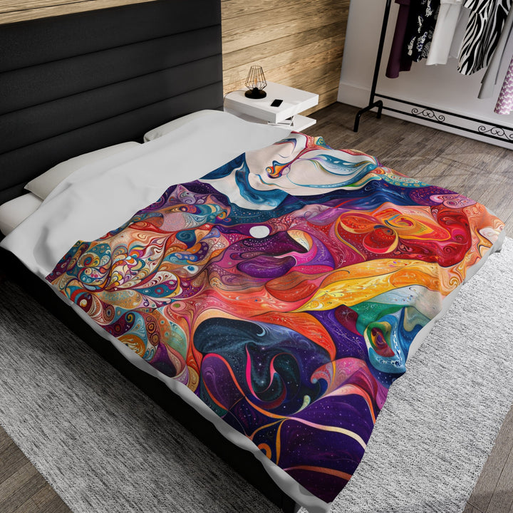 Psychedelic Dream Faces - Velveteen Plush Blanket - All Over Prints - g(0D·IO) - 30" × 40" - -