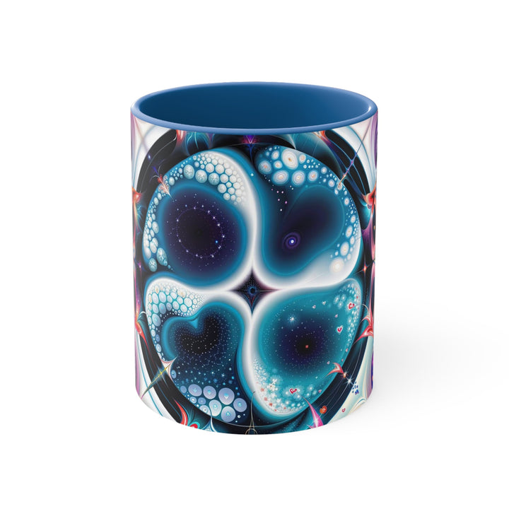 Psychedelic Fractal Blossom - Accent Coffee Mug - Mug - g(0D·IO) - Blue - 11oz -