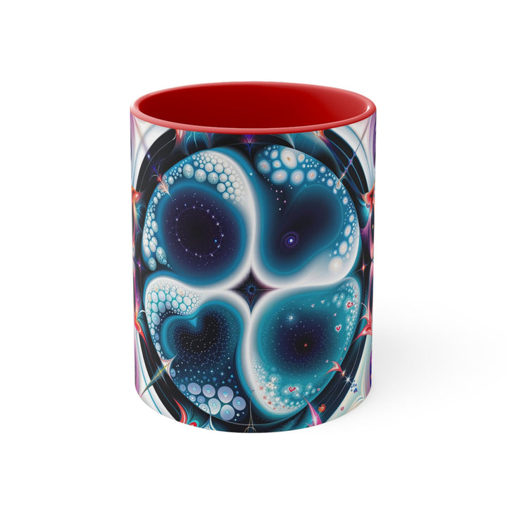 Psychedelic Fractal Blossom - Accent Coffee Mug - Mug - g(0D·IO) - Red - 11oz -