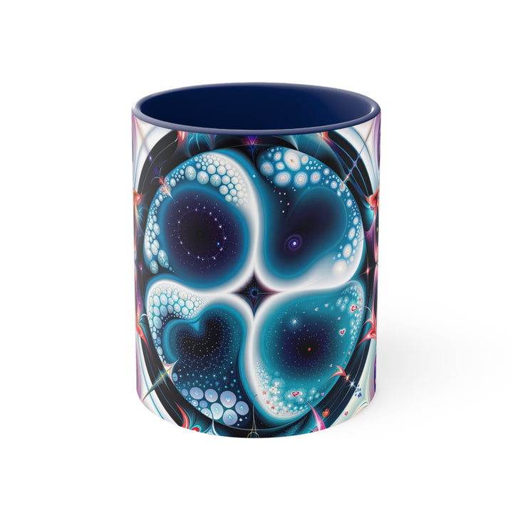 Psychedelic Fractal Blossom - Accent Coffee Mug - Mug - g(0D·IO) - Navy - 11oz -