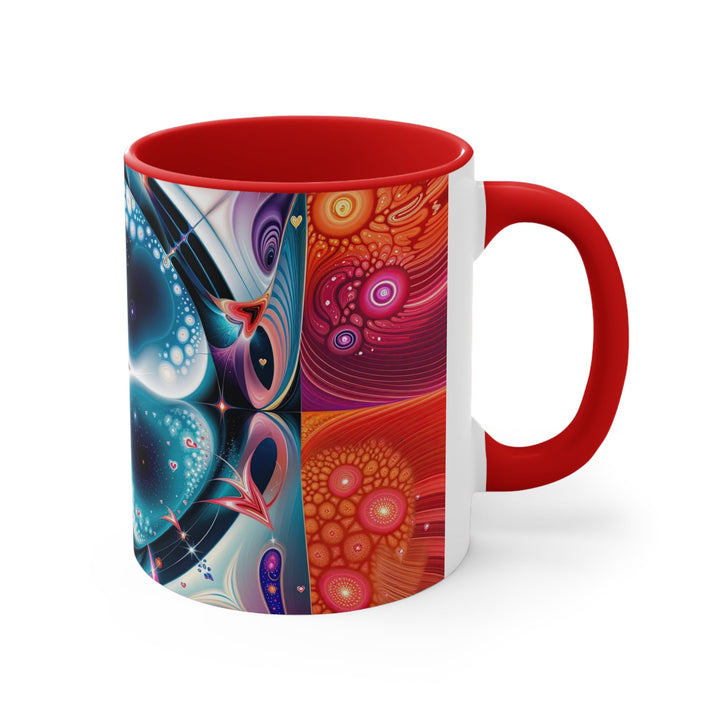 Psychedelic Fractal Blossom - Accent Coffee Mug - Mug - g(0D·IO) - Pink - 11oz -