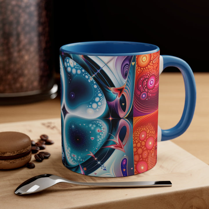 Psychedelic Fractal Blossom - Accent Coffee Mug - Mug - g(0D·IO) - Pink - 11oz -