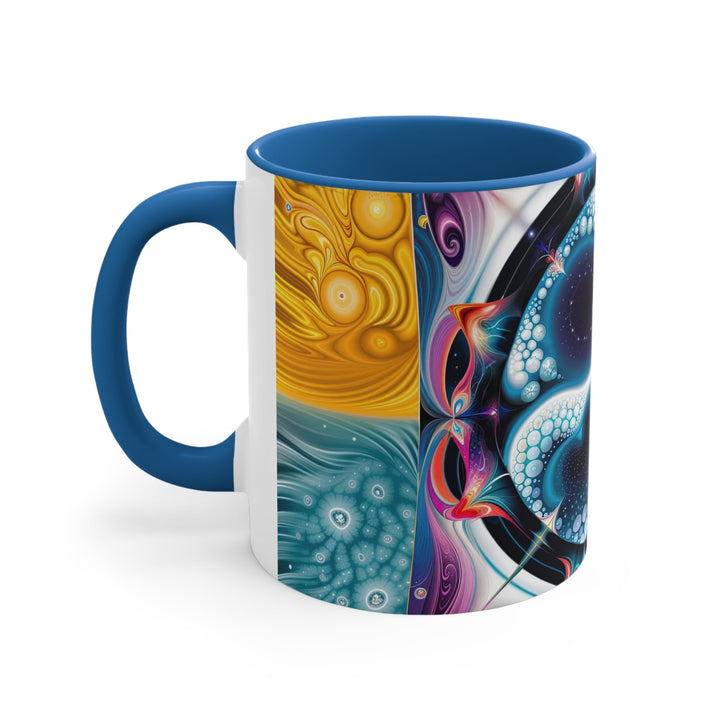 Psychedelic Fractal Blossom - Accent Coffee Mug - Mug - g(0D·IO) - Pink - 11oz -