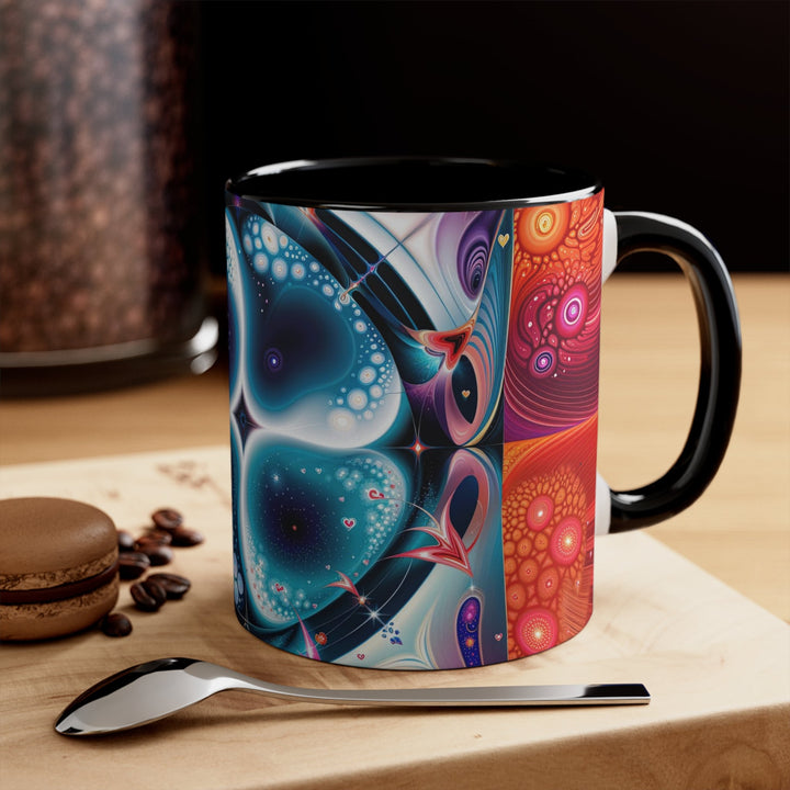 Psychedelic Fractal Blossom - Accent Coffee Mug - Mug - g(0D·IO) - Pink - 11oz -