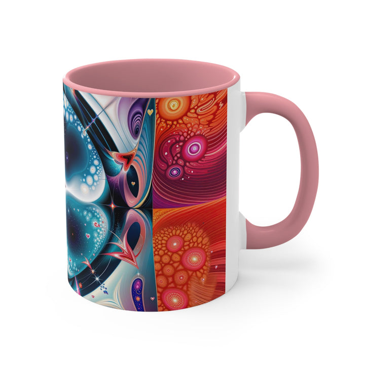 Psychedelic Fractal Blossom - Accent Coffee Mug - Mug - g(0D·IO) - Pink - 11oz -