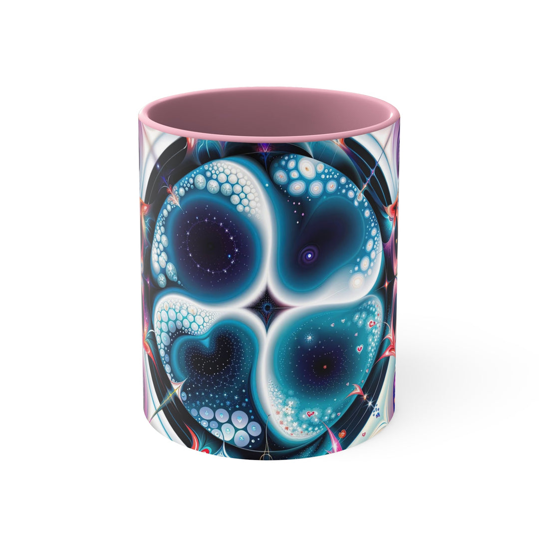 Psychedelic Fractal Blossom - Accent Coffee Mug - Mug - g(0D·IO) - Pink - 11oz -