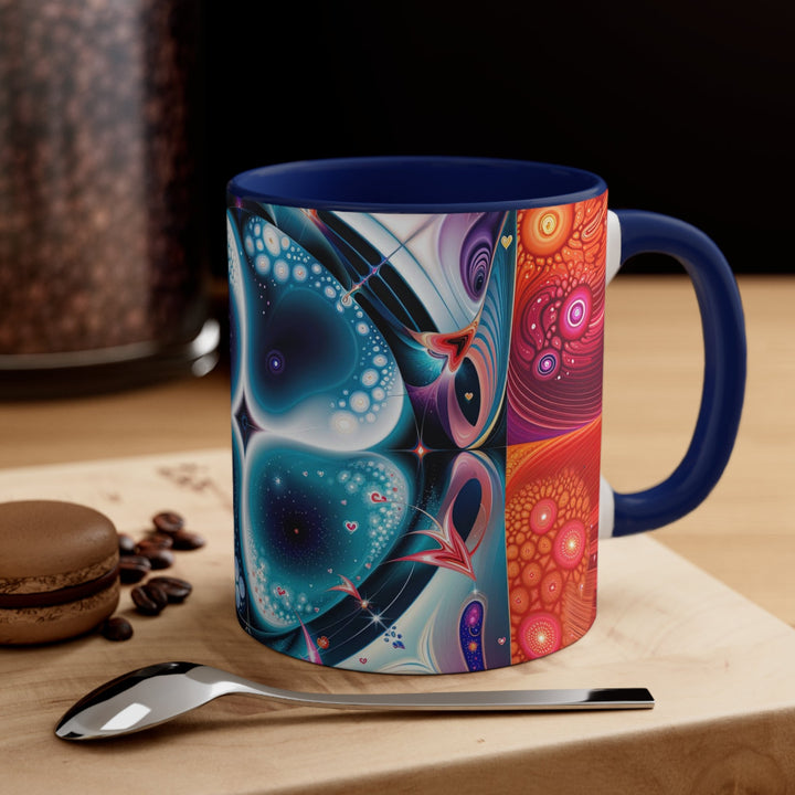 Psychedelic Fractal Blossom - Accent Coffee Mug - Mug - g(0D·IO) - Pink - 11oz -