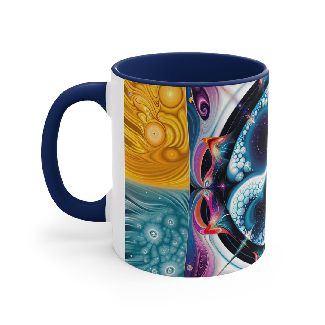 Psychedelic Fractal Blossom - Accent Coffee Mug - Mug - g(0D·IO) - Pink - 11oz -