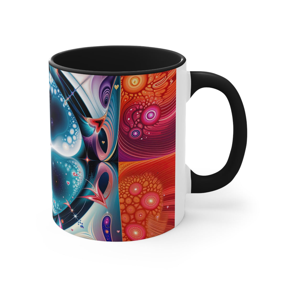 Psychedelic Fractal Blossom - Accent Coffee Mug - Mug - g(0D·IO) - Pink - 11oz -