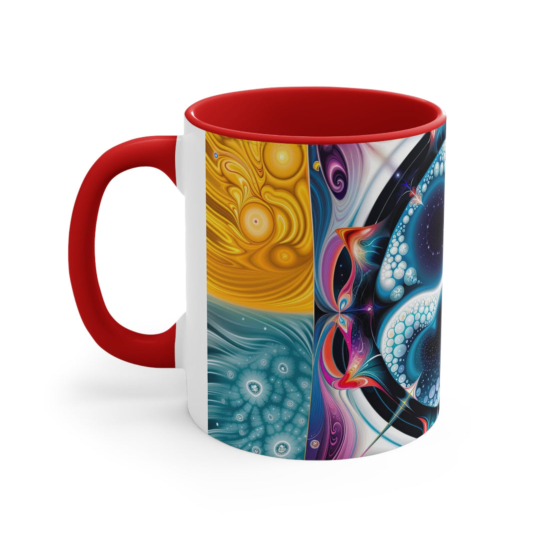 Psychedelic Fractal Blossom - Accent Coffee Mug - Mug - g(0D·IO) - Pink - 11oz -