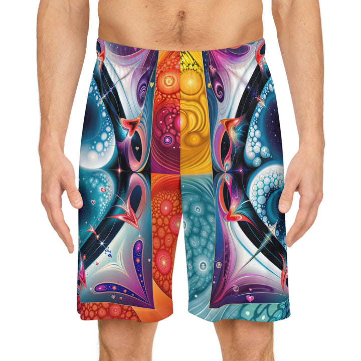 Psychedelic Fractal Blossom - AOP Basketball Shorts - All Over Prints - g(0D·IO) - Seam thread color automatically matched to design - S -