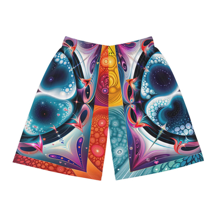 Psychedelic Fractal Blossom - AOP Basketball Shorts - All Over Prints - g(0D·IO) - Seam thread color automatically matched to design - S -