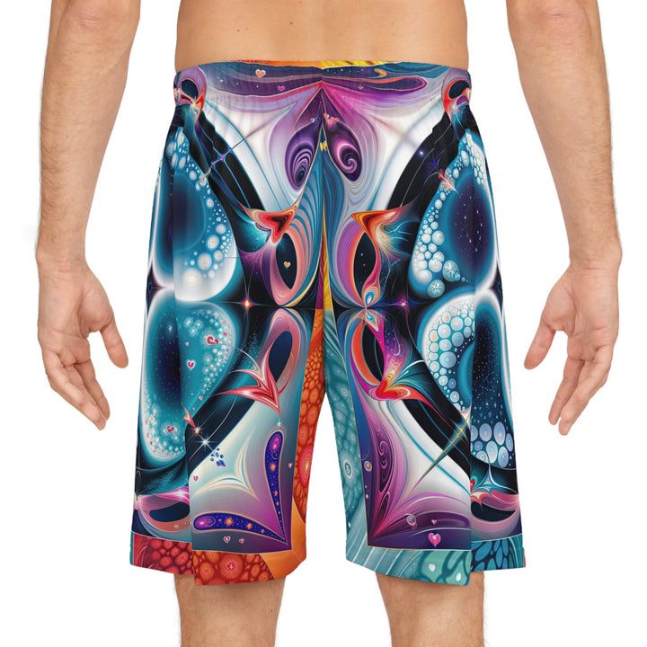 Psychedelic Fractal Blossom - AOP Basketball Shorts - All Over Prints - g(0D·IO) - Seam thread color automatically matched to design - S -