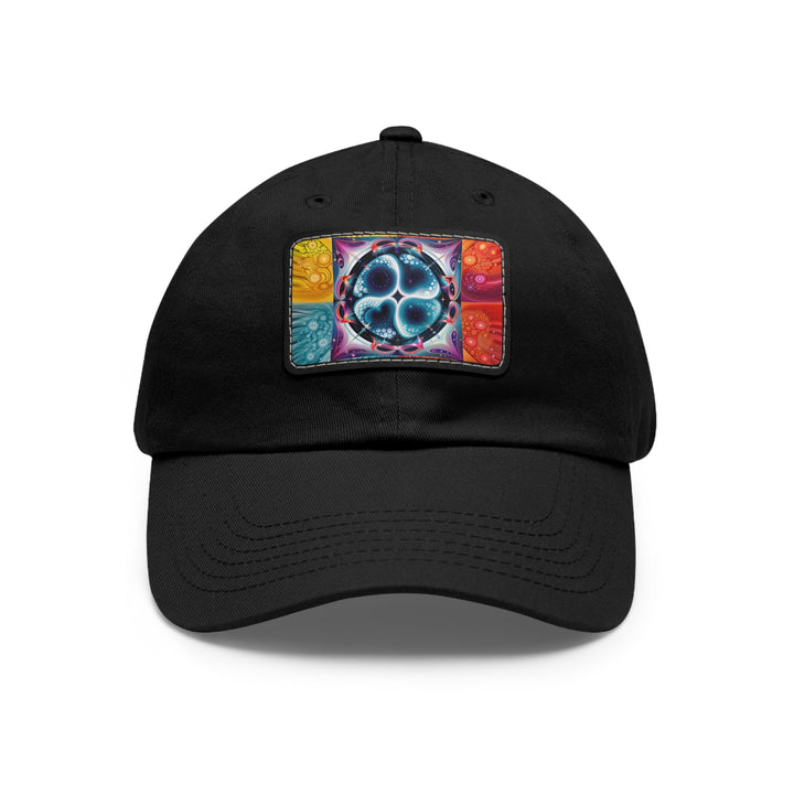 Psychedelic Fractal Blossom - Dad Hat - Hats - g(0D·IO) - Black / Black patch - Rectangle - One size