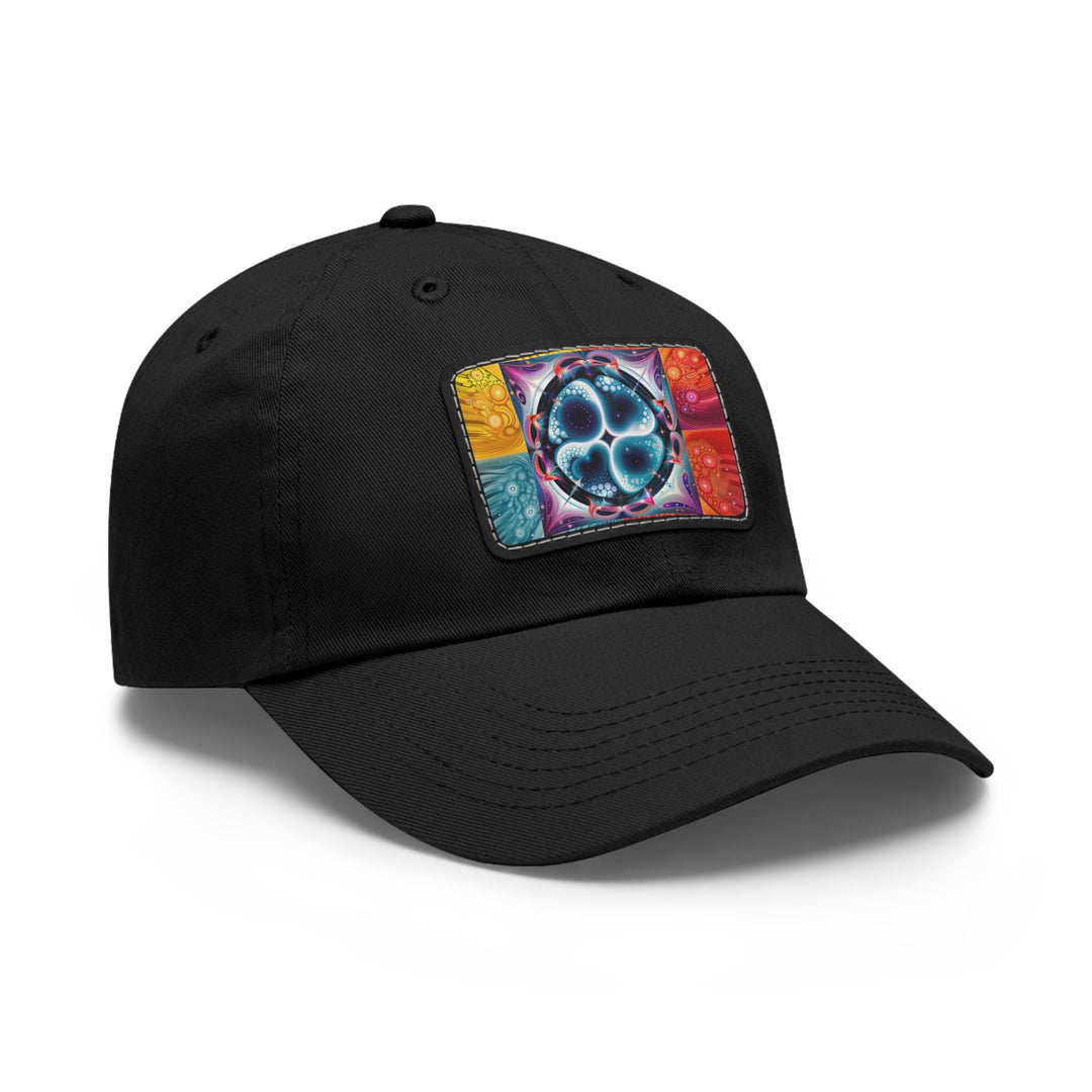 Psychedelic Fractal Blossom - Dad Hat - Hats - g(0D·IO) - White / Black patch - Rectangle - One size