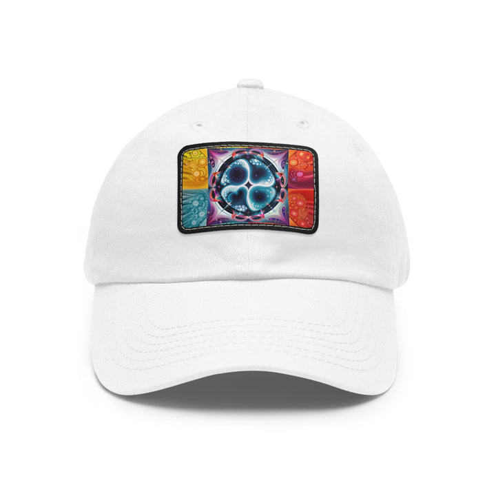 Psychedelic Fractal Blossom - Dad Hat - Hats - g(0D·IO) - White / Black patch - Rectangle - One size