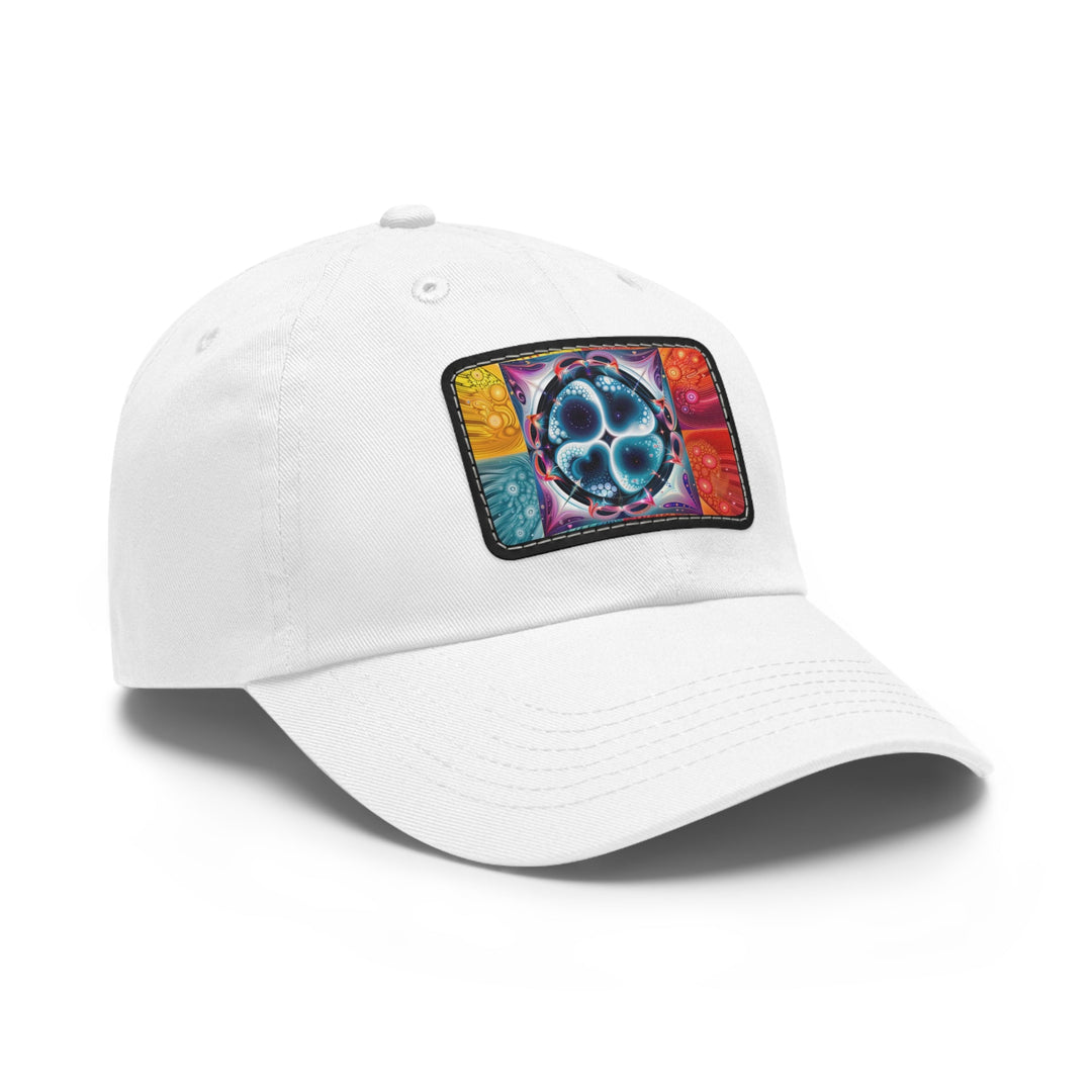 Psychedelic Fractal Blossom - Dad Hat - Hats - g(0D·IO) - White / Black patch - Rectangle - One size