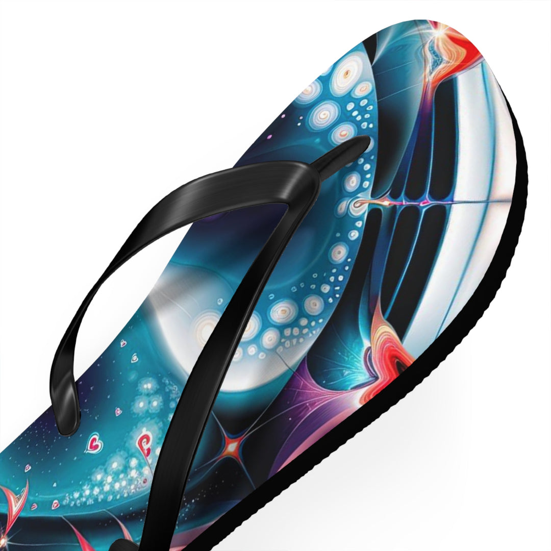 Psychedelic Fractal Blossom - Flip Flops - Shoes - g(0D·IO) - XL - Black sole -