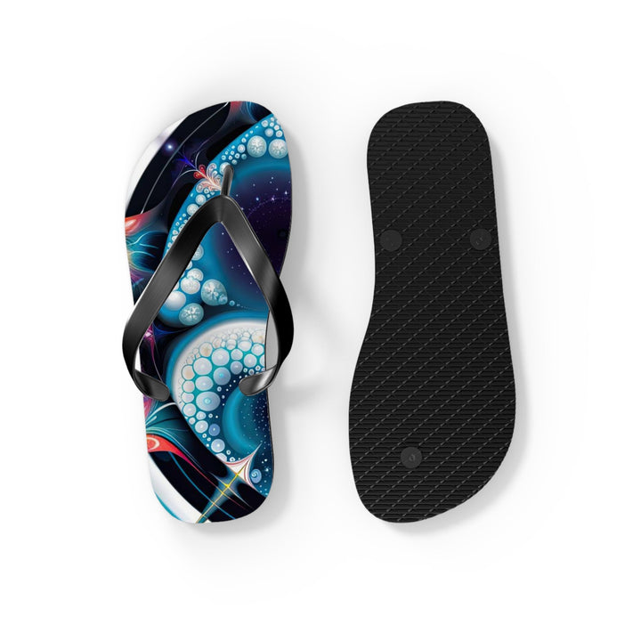 Psychedelic Fractal Blossom - Flip Flops - Shoes - g(0D·IO) - XL - Black sole -