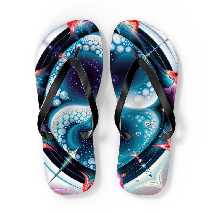 Psychedelic Fractal Blossom - Flip Flops - Shoes - g(0D·IO) - XL - Black sole -