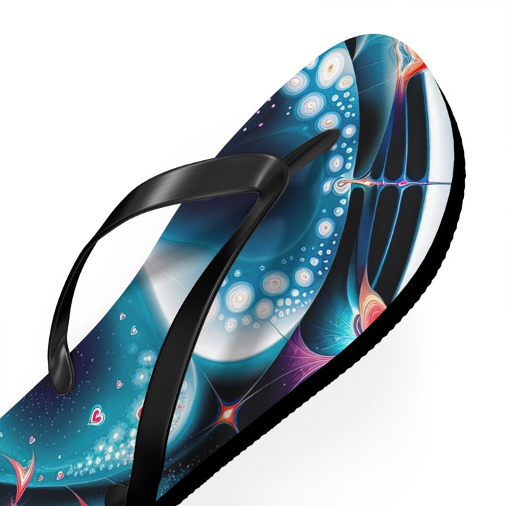 Psychedelic Fractal Blossom - Flip Flops - Shoes - g(0D·IO) - XL - Black sole -