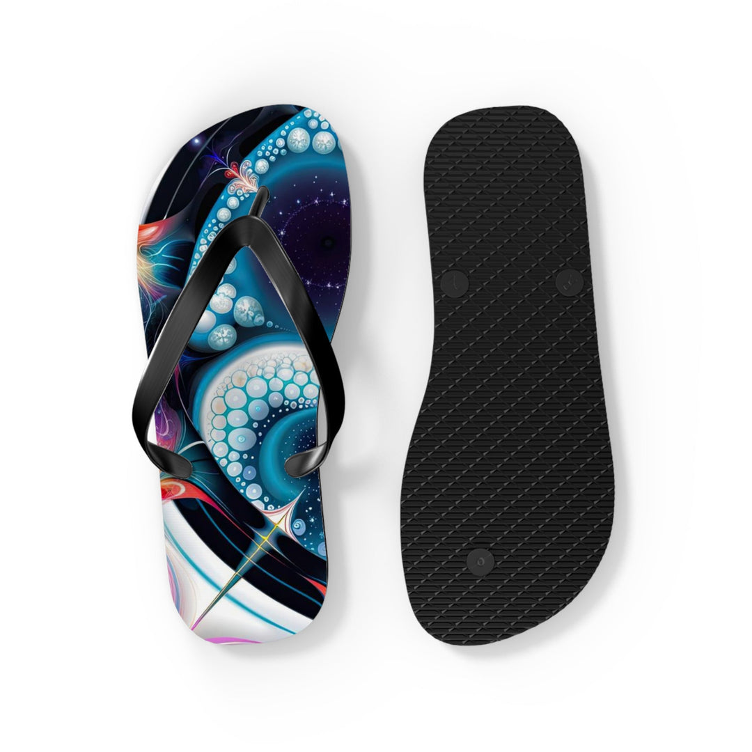 Psychedelic Fractal Blossom - Flip Flops - Shoes - g(0D·IO) - XL - Black sole -