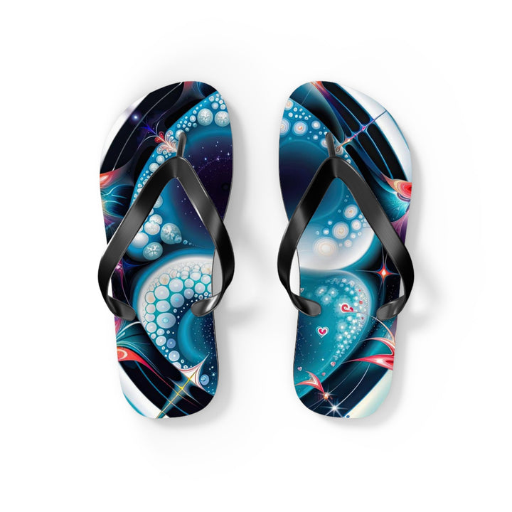 Psychedelic Fractal Blossom - Flip Flops - Shoes - g(0D·IO) - S - Black sole -