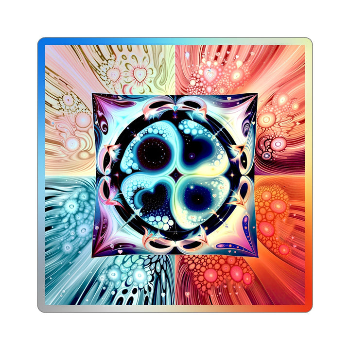 Psychedelic Fractal Blossom - Holographic Die-Cut Sticker - Paper products - g(0D·IO) - 3" × 3" - Die-Cut - Holographic