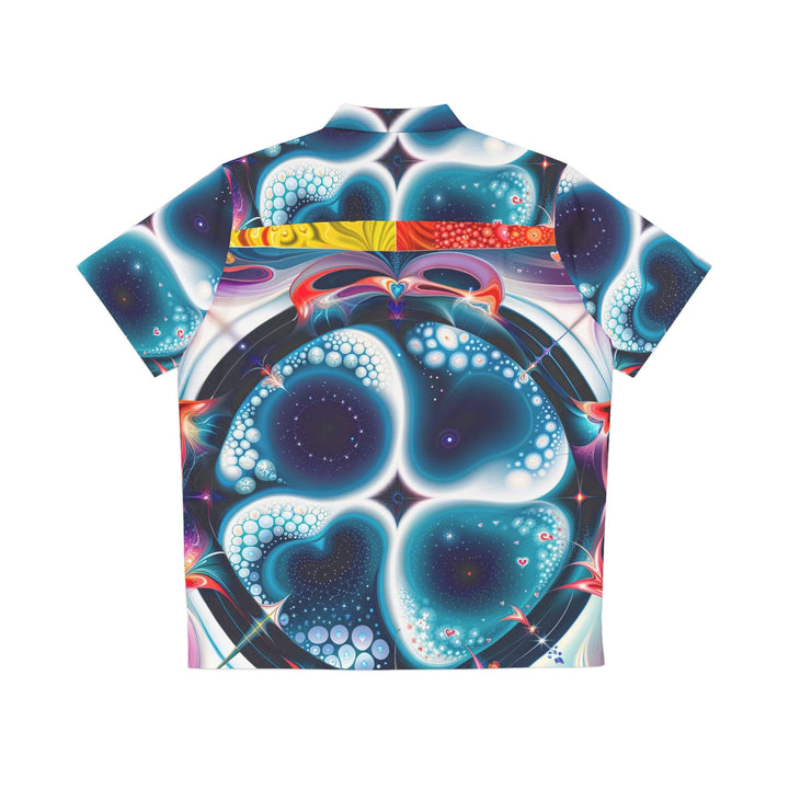 Psychedelic Fractal Blossom - Men's Hawaiian Shirt - All Over Prints - g(0D·IO) - S - Black -