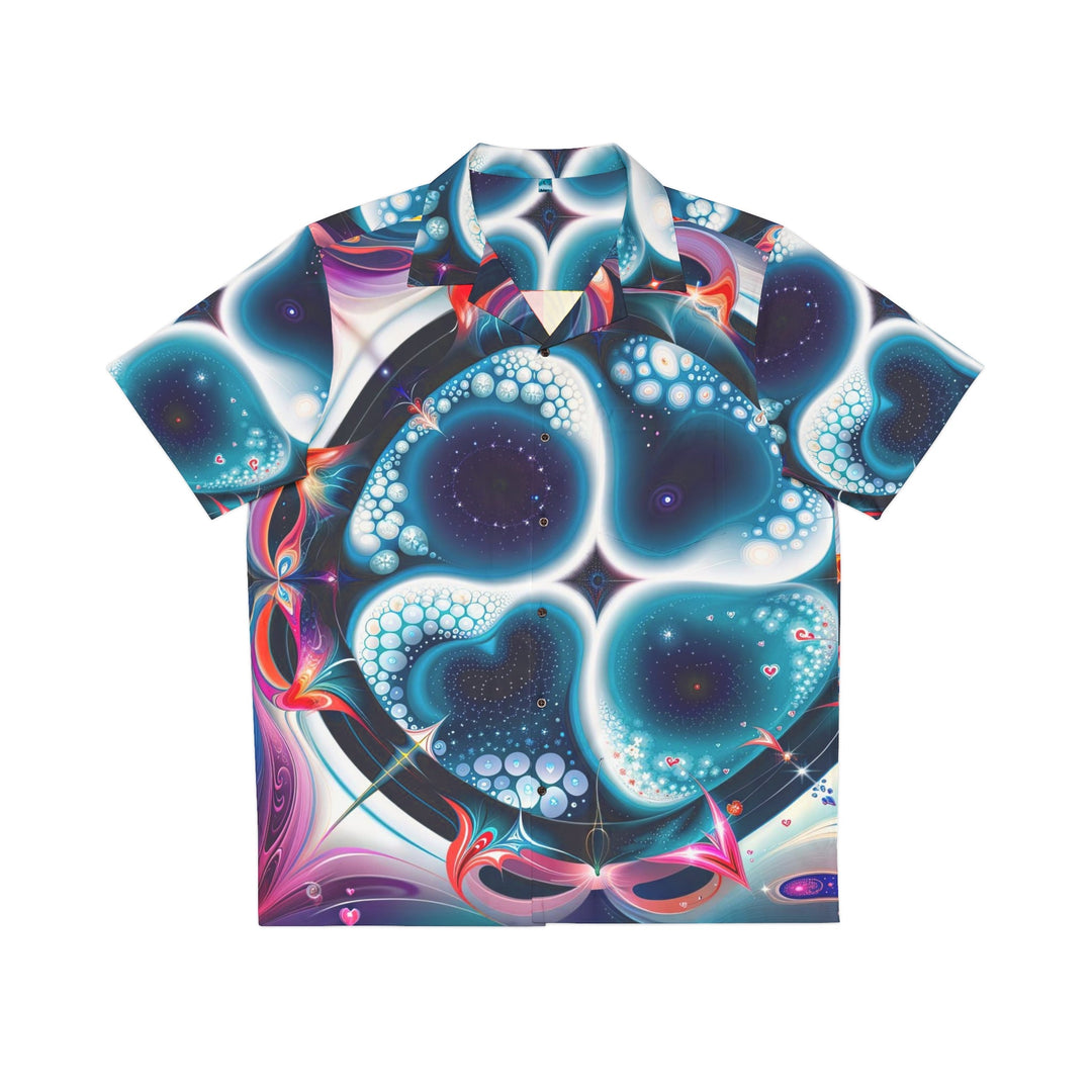 Psychedelic Fractal Blossom - Men's Hawaiian Shirt - All Over Prints - g(0D·IO) - S - Black -