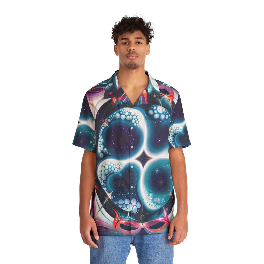 Psychedelic Fractal Blossom - Men's Hawaiian Shirt - All Over Prints - g(0D·IO) - S - Black -