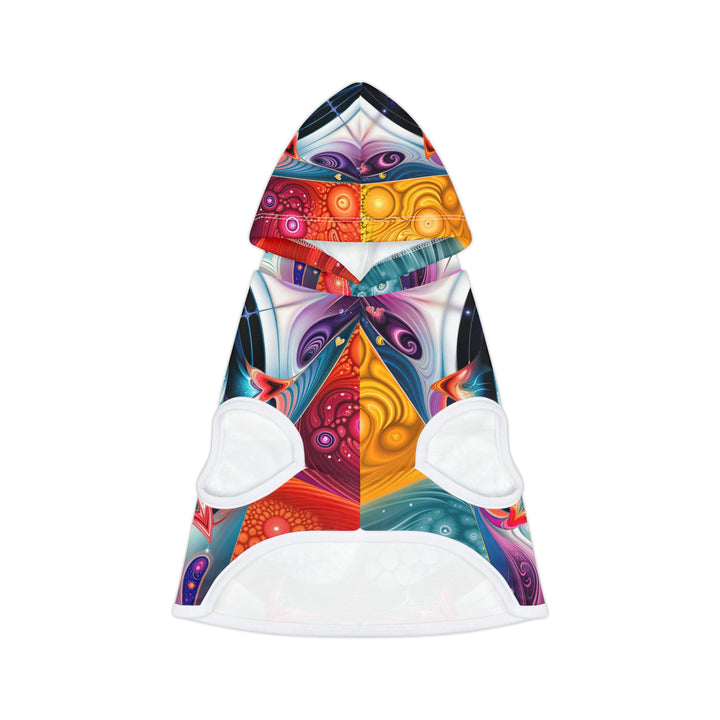 Psychedelic Fractal Blossom - Pet Hoodie - Pets - g(0D·IO) - XXS - White Rib -