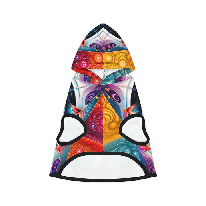 Psychedelic Fractal Blossom - Pet Hoodie - Pets - g(0D·IO) - XXS - Black Rib -