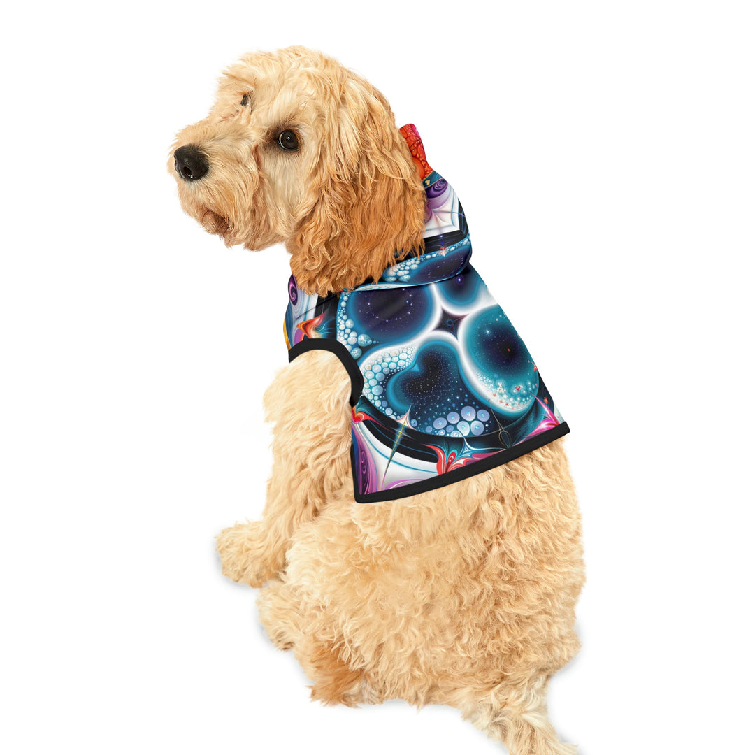 Psychedelic Fractal Blossom - Pet Hoodie - Pets - g(0D·IO) - XXS - Black Rib -