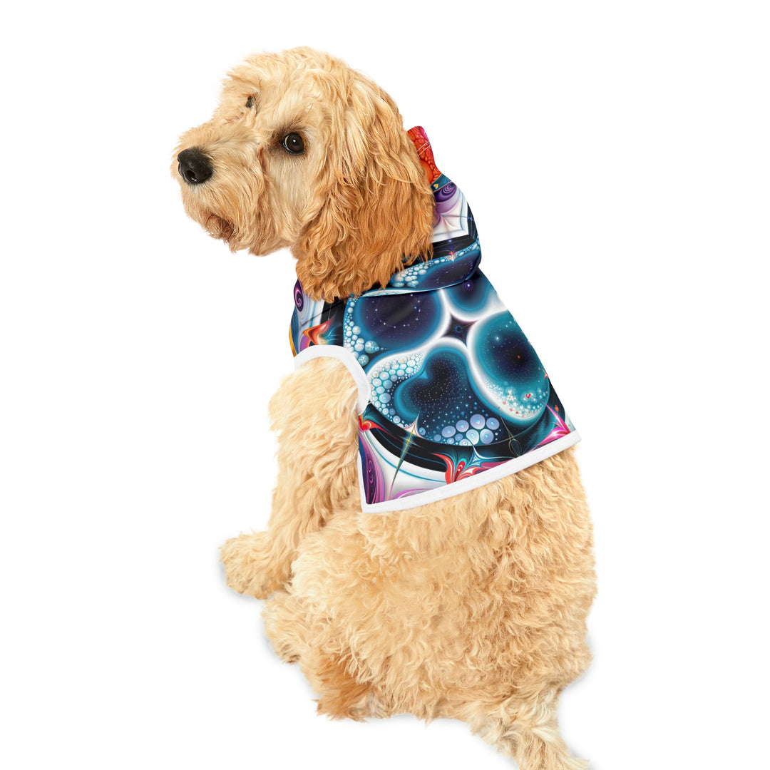 Psychedelic Fractal Blossom - Pet Hoodie - Pets - g(0D·IO) - XXS - Black Rib -