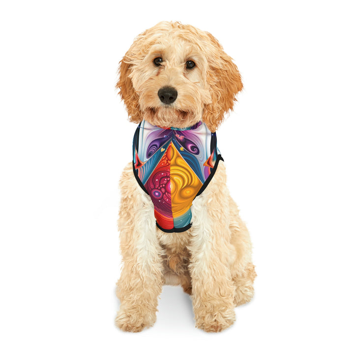 Psychedelic Fractal Blossom - Pet Hoodie - Pets - g(0D·IO) - XXS - Black Rib -