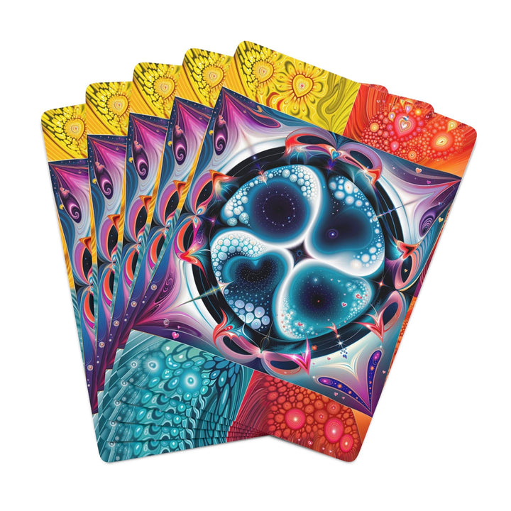 Psychedelic Fractal Blossom - Poker Cards - Paper products - g(0D·IO) - 2.47" x 3.47" - White - Semi Glossy