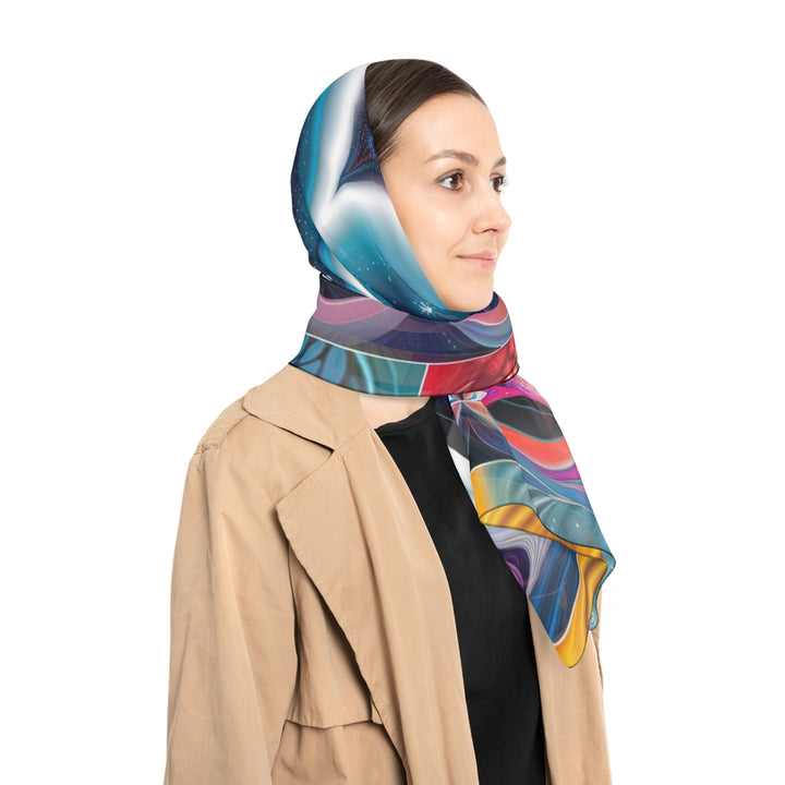 Psychedelic Fractal Blossom - Poly Scarf - Accessories - g(0D·IO) - Poly chiffon - 50" × 50" -