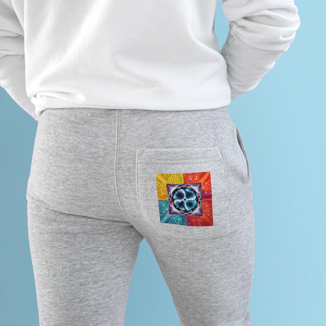 Psychedelic Fractal Blossom - Premium Fleece Joggers - Trousers - g(0D·IO) - Charcoal Heather - M -