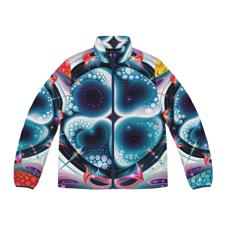 Psychedelic Fractal Blossom - Puffer Jacket - All Over Prints - g(0D·IO) - S - Dark blue zipper -