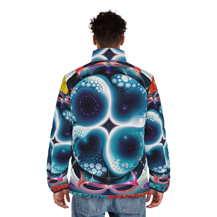 Psychedelic Fractal Blossom - Puffer Jacket - All Over Prints - g(0D·IO) - S - Black zipper -