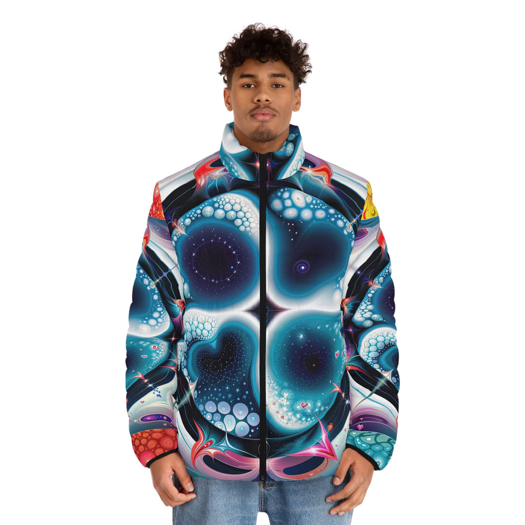 Psychedelic Fractal Blossom - Puffer Jacket - All Over Prints - g(0D·IO) - S - Black zipper -