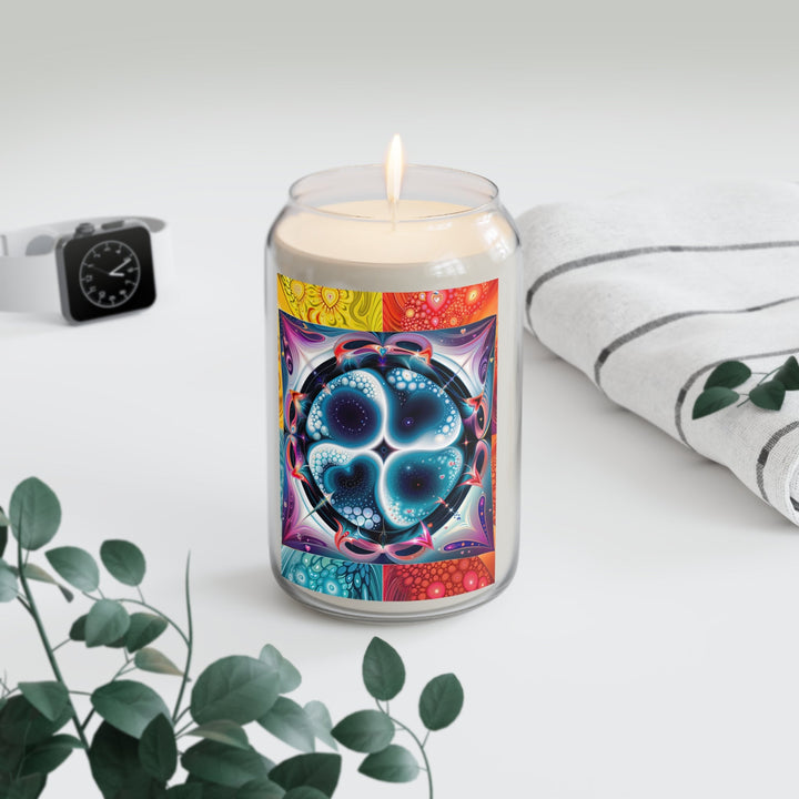 Psychedelic Fractal Blossom - Scented Candle - Home Decor - g(0D·IO) - Vanilla Bean - 13.75oz -