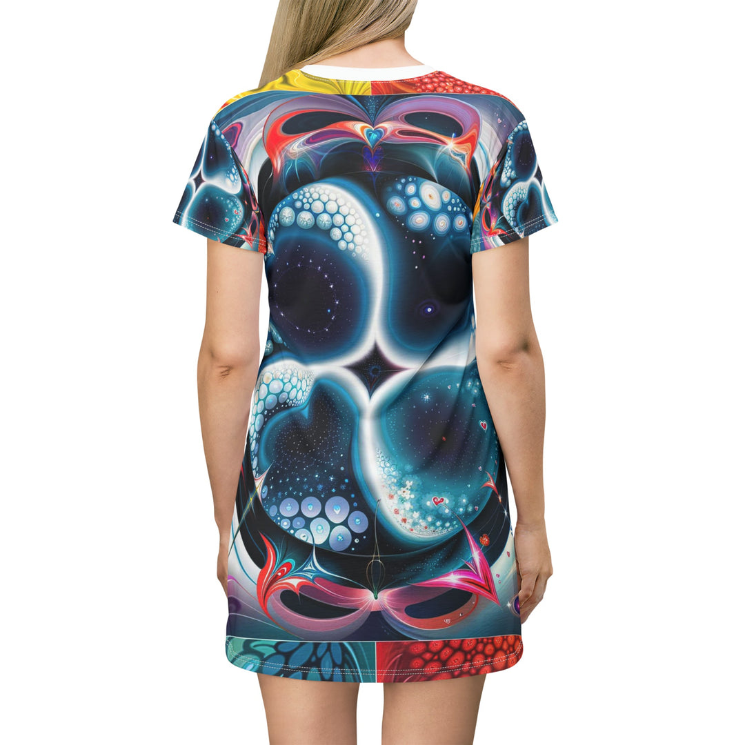 Psychedelic Fractal Blossom - T-Shirt Dress - All Over Prints - g(0D·IO) - XS - -