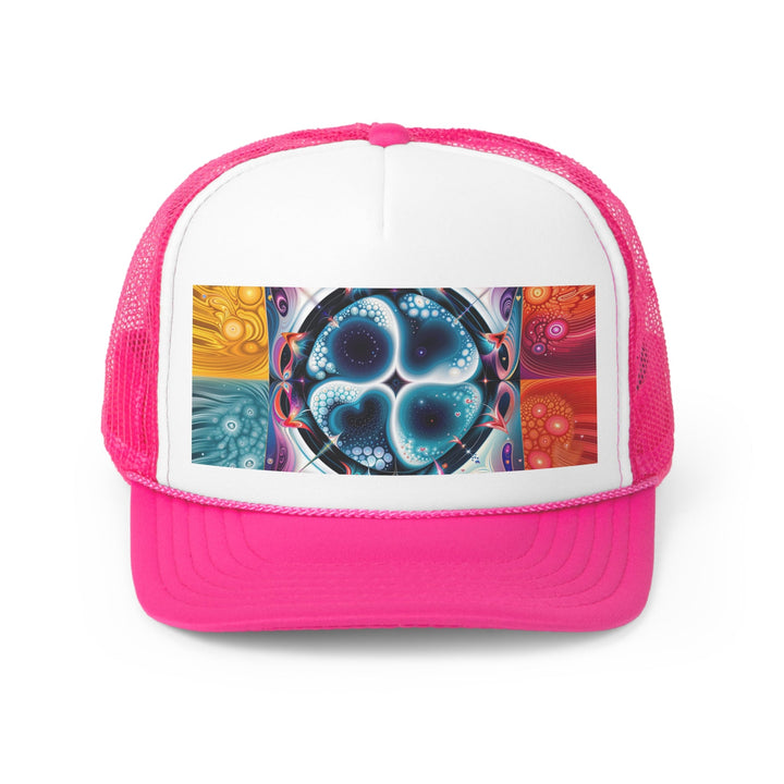 Psychedelic Fractal Blossom - Trucker Hat - Hats - g(0D·IO) - Pink - One size -