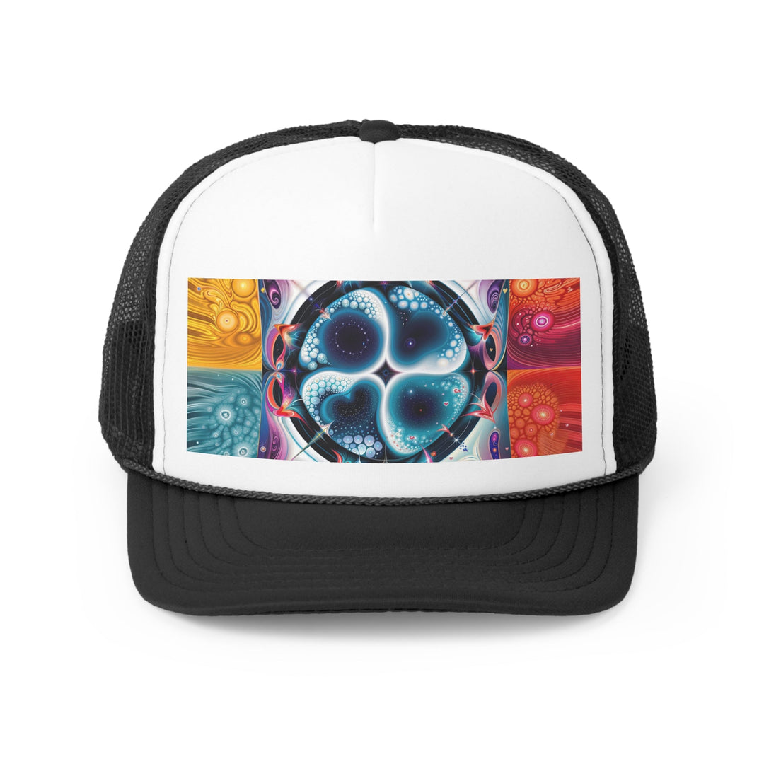 Psychedelic Fractal Blossom - Trucker Hat - Hats - g(0D·IO) - Black - One size -