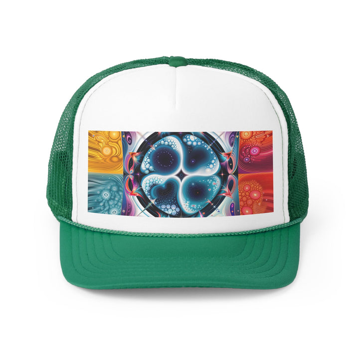 Psychedelic Fractal Blossom - Trucker Hat - Hats - g(0D·IO) - Green - One size -